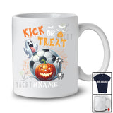 Personalized Kick Or Treat; Humorous Halloween Custom Name Football Player; Pumpkin Sport T-Shirt