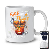 Personalized Kick Or Treat; Humorous Halloween Custom Name Kick Boxing; Pumpkin Sport T-Shirt