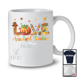 Personalized LOVE Assistant Teacher; Joyful Thanksgiving Plaid Pumpkin; Custom Name Jobs T-Shirt