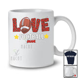 Personalized LOVE Football; Amazing Valentine Leopard Football; Women Custom Name Player T-Shirt