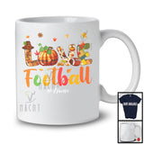 Personalized LOVE Football; Joyful Thanksgiving Plaid Pumpkin; Custom Name Football Player T-Shirt