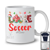 Personalized LOVE Soccer; Amazing Christmas Plaid Ornament; Custom Name Soccer Player T-Shirt