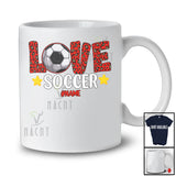 Personalized LOVE Soccer; Amazing Valentine Leopard Soccer; Women Custom Name Player T-Shirt