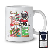 Personalized LOVE, Adorable Christmas Custom Name Pug Santa, Candy Cane X-mas T-Shirt