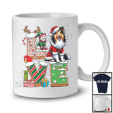 Personalized LOVE, Adorable Christmas Custom Name Shetland Sheepdog Santa, Candy Cane X-mas T-Shirt