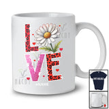 Personalized LOVE; Amazing Valentine's Day Daisy Leopard Hearts; Custom Name Women Single T-Shirt