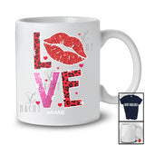 Personalized LOVE; Amazing Valentine's Day Lips Leopard Hearts; Custom Name Women Single T-Shirt