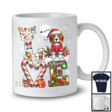 Personalized LOVE, Awesome Christmas Custom Name Beagle Santa, Candy Cane Plaid Animal T-Shirt