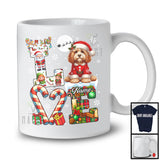 Personalized LOVE, Awesome Christmas Custom Name Cockapoo Santa, Candy Cane Plaid Animal T-Shirt