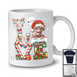 Personalized LOVE, Awesome Christmas Custom Name Gecko Santa, Candy Cane Plaid Animal T-Shirt
