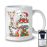 Personalized LOVE, Awesome Christmas Custom Name Opossum Santa, Candy Cane Plaid Animal T-Shirt