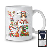 Personalized LOVE, Awesome Christmas Custom Name Shetland Sheepdog Santa, Plaid Animal T-Shirt