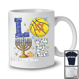 Personalized LOVE; Wonderful Hanukkah Menorah Basketball Team; Custom Name Sport Player T-Shirt