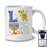 Personalized LOVE; Wonderful Hanukkah Menorah Tuba; Custom Name Tuba Musical Instruments T-Shirt