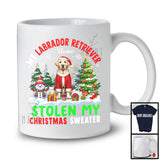 Personalized Labrador Retriever Stolen My Christmas Sweater; Cute X-mas Custom Name Snowing T-Shirt