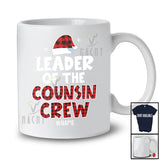 Personalized Leader Of The Cousin Crew; Amusing Christmas Red Plaid Santa; Custom Name Family T-Shirt