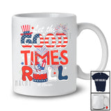 Personalized Let The Good Times Roll; Joyful 4th of July US Flag; Custom Name Patriotic Family T-Shirt