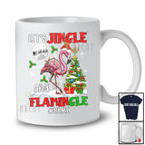 Personalized Let's Jingle And Flamingle; Humorous Christmas Santa Flamingo; Custom Name Family T-Shirt