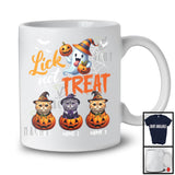Personalized Lick Not Treat, Lovely Halloween Three Custom Name Scottish Fold Witch Owner T-Shirt