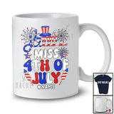 Personalized Little Miss 4th Of July; Lovely American Flag Firework; Custom Name Patriotic T-Shirt