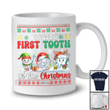 Personalized Lost First Tooth In This Christmas; Joyful Custom Name Three Teeth; Sweater Dental T-Shirt