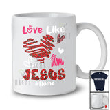 Personalized Love Like Jesus; Amazing Valentine Red Leopard Hearts; Custom Name Couple T-Shirt