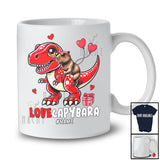 Personalized LoveCapybara; Amazing Valentine Custom Name Capybara Riding T-Rex; Animal T-Shirt