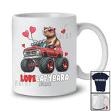 Personalized LoveCapybara; Amazing Valentine Custom Name Capybara Sunglasses On Monster Truck T-Shirt