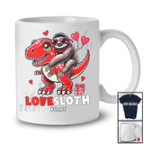 Personalized LoveSloth; Amazing Valentine Custom Name Sloth Riding T-Rex; Animal T-Shirt