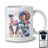 Personalized Love, Lovely 4th Of July Custom Name Beagle, Sunflower US Flag Patriotic T-Shirt