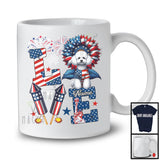 Personalized Love, Lovely 4th Of July Custom Name Poodle, Sunflower US Flag Patriotic T-Shirt