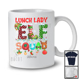 Personalized Lunch lady Elf Squad; Colorful Christmas Lights Plaid Elf; Custom Name Family Group T-Shirt