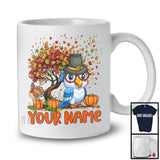 Personalized Macaw Bird Pilgrim On Fall Tree, Adorable Thanksgiving Turkey, Custom Name Bird T-Shirt