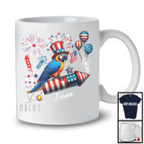 Personalized Macaw Riding Firecracker, Lovely 4th Of July USA Flag Custom Name, Bird Animal T-Shirt