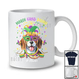 Personalized Mardi Gras Squad; Adorable Custom Name Beagle Face; Masked Jester Hat T-Shirt