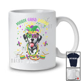 Personalized Mardi Gras Squad; Adorable Custom Name Dalmatian Face; Masked Jester Hat T-Shirt