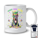 Personalized Mardi Gras Squad; Adorable Custom Name Dobermanns Face; Masked Jester Hat T-Shirt