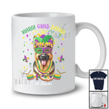 Personalized Mardi Gras Squad; Adorable Custom Name German Shepherd Face; Masked Beads T-Shirt