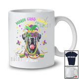 Personalized Mardi Gras Squad; Adorable Custom Name Great Dane Face; Masked Jester Hat T-Shirt