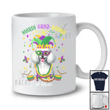 Personalized Mardi Gras Squad; Adorable Custom Name Poodle Face; Masked Jester Hat T-Shirt