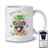 Personalized Mardi Gras Squad; Adorable Custom Name Pug Face; Masked Jester Hat T-Shirt