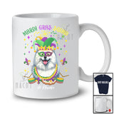 Personalized Mardi Gras Squad; Adorable Custom Name Samoyed Face; Masked Jester Hat T-Shirt