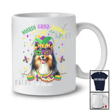 Personalized Mardi Gras Squad; Adorable Custom Name Shelties Face; Masked Jester Hat T-Shirt