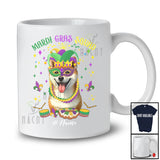 Personalized Mardi Gras Squad; Adorable Custom Name Shiba Inu Face; Masked Jester Hat T-Shirt