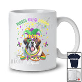 Personalized Mardi Gras Squad; Adorable Custom Name St. Bernard Face; Masked Jester Hat T-Shirt