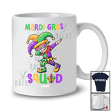 Personalized Mardi Gras Squad; Cheerful Custom Name Dabbing Boy Wearing Jester Hat; Parades T-Shirt