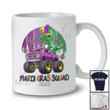 Personalized Mardi Gras Squad; Lovely Mardi Gras T-Rex On Monster Truck; Custom Name Parades T-Shirt