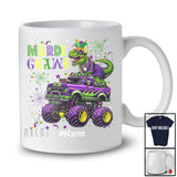 Personalized Mardi Grawr; Joyful Mardi Gras Custom Name T-Rex On Monster Truck Beads T-Shirt