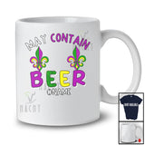 Personalized May Contain Beer; Joyful Mardi Gras Custom Name Women; Bra Fake Drinking T-Shirt