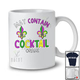 Personalized May Contain Cocktail; Joyful Mardi Gras Custom Name Women; Bra Fake Drinking T-Shirt